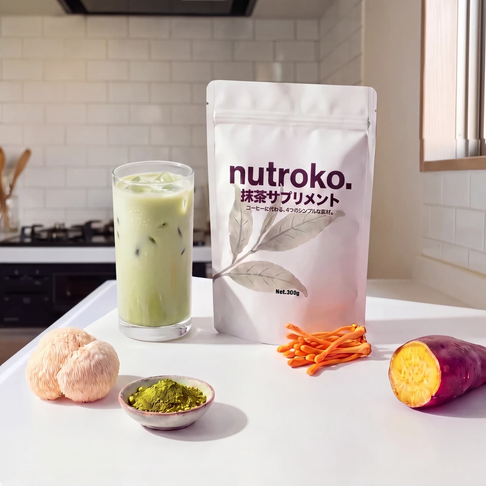 nutroko.のパウチと、溶かした一杯、4つの素材
